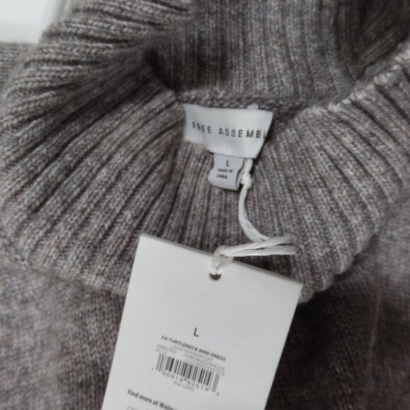 Free Assembly Mini Dress Women’s Gray/Brown Sleeveless Turtleneck Sweater L NWT - Picture 4 of 5